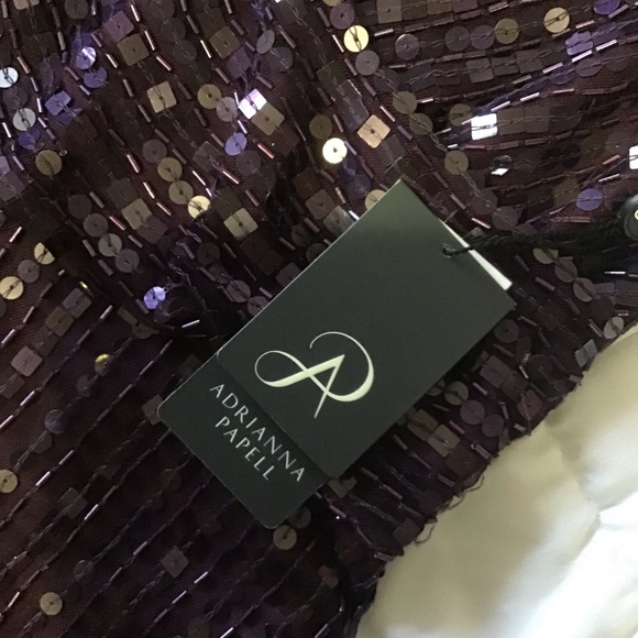 Adrianna papell beaded sequin slit gown dress - Picture 5 of 8